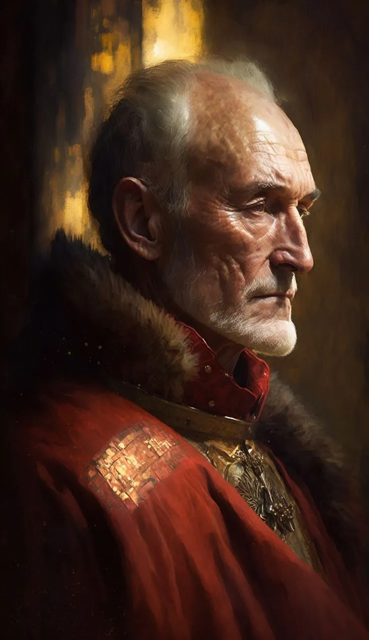 Portrait d'un ciel homme de profil en tenue d'aristocrate.