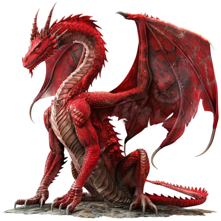 Un grand dragon rouge menaçant.